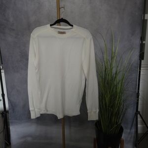Men's Vintage White Cotton Long Sleeve Top Sz Medium